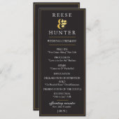 Moderne Black Gold Elegante Wedding Program Card Programm (Vorne/Hinten)