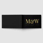 Moderne Black Gold Foil Monogramm-Initialen Hochze Gästebuch (Voll)