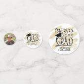 Moderne Black Gold Foto Glückwunschs Grad Personal Konfetti (Rückseiten)