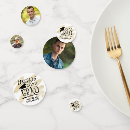 Moderne Black Gold Foto Glückwunschs Grad Personal Konfetti (Gruppe)