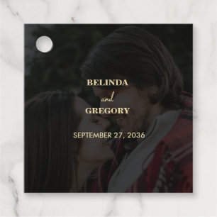 Moderne Black Gold Foto Overlay-Hochzeit Geschenkanhänger