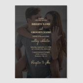 Moderne Black Gold Foto Overlay-Hochzeit Pergament Einladungen (Vorderseite)