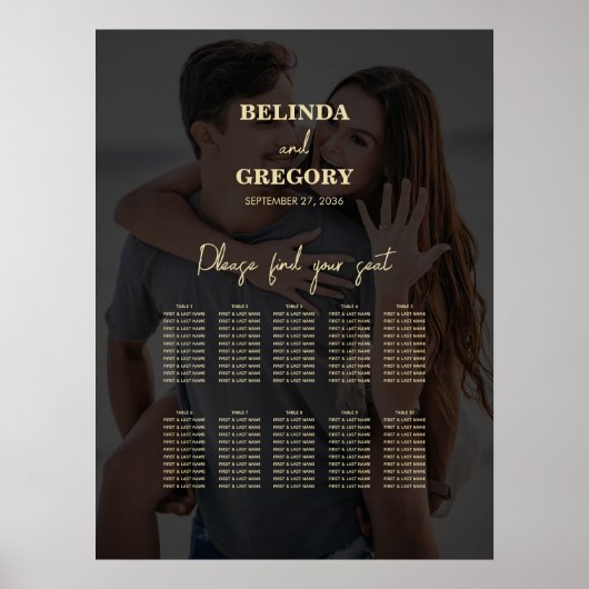 Moderne Black Gold Foto Overlay-Hochzeit Poster (Vorne)