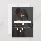 Moderne Black Gold Foto Overlay-Hochzeit RSVP Karte (Vorderseite)