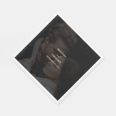 Moderne Black Gold Foto Overlay-Hochzeit Serviette (Ecke)