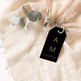 Moderne Black + Gold Gastgeschenk Hochzeit Geschenkanhänger