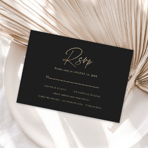 Moderne Black Gold Geburtstags-RSVP-Karte, Essensa RSVP Karte