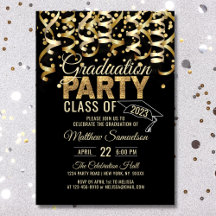 Moderne Black Gold Glitzer 2024 GRADUATION Party