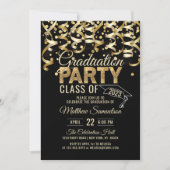 Moderne Black Gold Glitzer 2024 GRADUATION Party Einladung (Vorderseite)