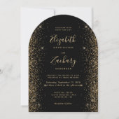 Moderne Black Gold Glitzer Edge Arch Wedding Einladung (Vorderseite)