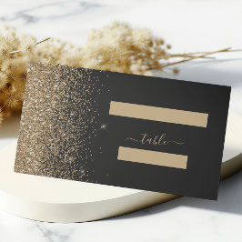 Moderne Black Gold Glitzer Edge Wedding Platzkarte