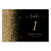 Moderne Black Gold Glitzer Edge Wedding Tischnummer (Vorderseite)