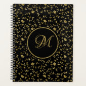 Moderne Black Gold Glitzer Girls Blume Planer (Vorderseite)