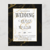 Moderne Black Gold Glitzer Hochzeit (Vorderseite)