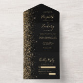 Moderne Black Gold Glitzer Hochzeit All In One Einladung (Innen Boden)