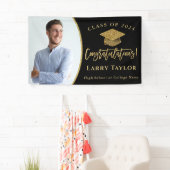 Moderne Black Gold Graduate Foto Graduate Party Banner (Insitu)