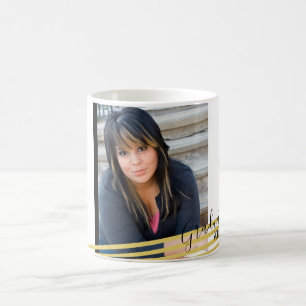 Moderne Black & Gold Graduate Foto Kaffee Tasse