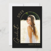 Moderne Black Gold Graduation Party Einladung (Vorderseite)