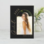 Moderne Black Gold Graduation Party Einladung (Stehend Vorderseite)