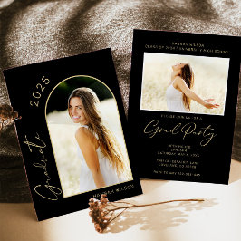 Moderne Black Gold Graduation Party Einladung
