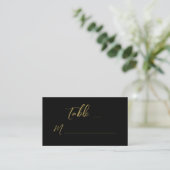 Moderne Black Gold Hand Letter Script Wedding Platzkarte (Stehend Vorderseite)