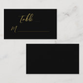 Moderne Black Gold Hand Letter Script Wedding Platzkarte (Vorne/Hinten)