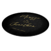 Moderne Black Gold Hand Letter Script Wedding Schneidebrett (Ecke)
