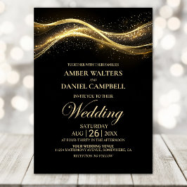 Moderne Black Gold Hochzeit Einladung