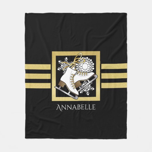 Moderne Black Gold Ice Skaten Fleecedecke (Vorderseite)