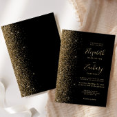 Moderne Black Gold Imitate Glitzer Edge Wedding Einladung