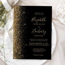 Moderne Black Gold Imitate Glitzer Edge Wedding