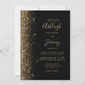 Moderne Black Gold Imitate Glitzer Edge Wedding Einladung (Vorderseite)