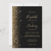 Moderne Black Gold Imitate Glitzer Edge Wedding Einladung (Vorderseite)