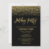 Moderne Black Gold Imitate Glitzer Holiday Party Einladung (Vorderseite)