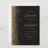 Moderne Black Gold Imitate Glitzer Script Hochzeit Einladung (Vorderseite)