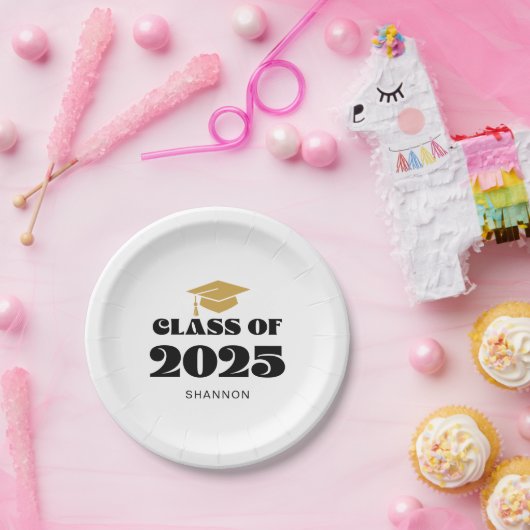 Moderne Black Gold-Klasse 2025 Pappteller (Party)