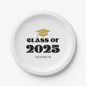 Moderne Black Gold-Klasse 2025 Pappteller (Vorderseite)