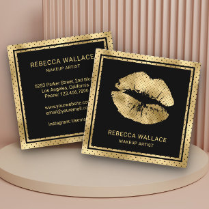 Moderne Black Gold Lippen Makeup Artist Quadratische Visitenkarte