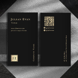 Moderne Black Gold Luxe Monogram Business Card Visitenkarte