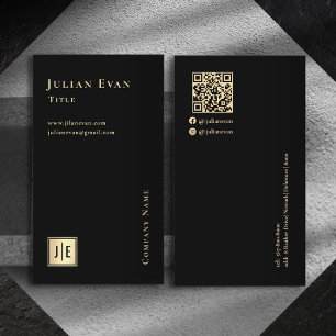 Moderne Black Gold Luxe Monogram Business Card Visitenkarte