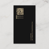 Moderne Black Gold Luxe Monogram Business Card Visitenkarte (Rückseite)
