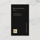 Moderne Black Gold Luxe Monogram Business Card Visitenkarte (Vorderseite)