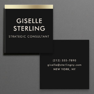 Moderne Black Gold Luxury Minimal Typografie Quadratische Visitenkarte