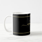 Moderne Black Gold Monogram Chic Girl Script Name Kaffeetasse (Links)