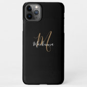 Moderne Black Gold Monogram Girl Script Name Chic  iPhone Hülle (Rückseite)