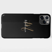 Moderne Black Gold Monogram Girl Script Name Chic iPhone Hülle (Rückseite (Horizontal))