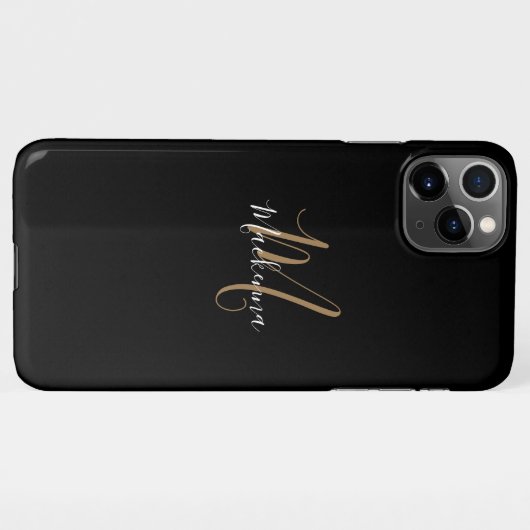Moderne Black Gold Monogram Girl Script Name Chic  iPhone Hülle (Rückseite (Horizontal))