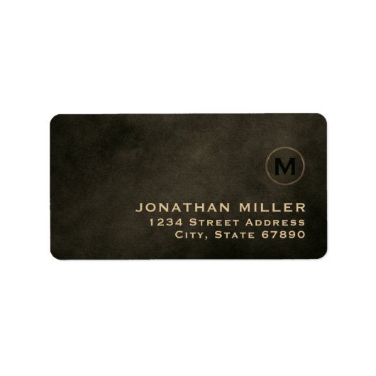 Moderne Black Gold Monogram Rücksendeadresse Adressaufkleber (Vorne)