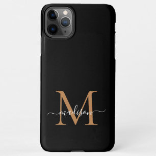 Moderne Black Gold Monogram Script Name iPhone Fal 11Pro Max Hülle