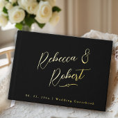 Moderne Black Gold Monogram Wedding Gästebuch